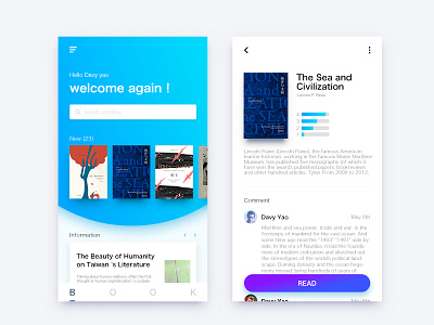 Books App app，books boos clean reading ui ux