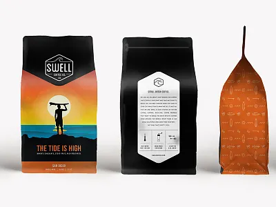 The Tide Is High coffee packaging san diego surf