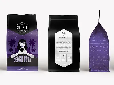 Beach Goth coffee packaging surf