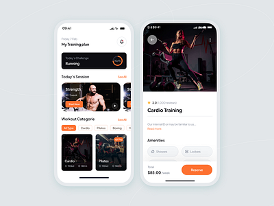 Fitness App app app interface clean design fitness fitness app fitness club fitness mobile app gym app health app ios minimal mobile app mobile ui sport sport mobile training ui workout yoga