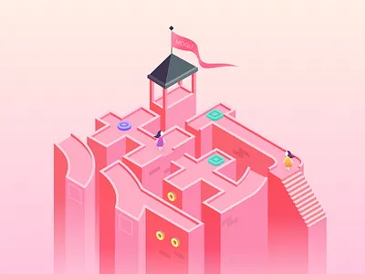 street 3d illustration isometric mogu monument valley