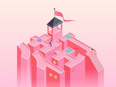 street 3d illustration isometric mogu monument valley