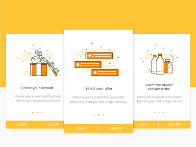 Onboarding Process android material design app graphic iconography illustrations milkman project subscription tour ui ux registration user experience