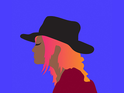 Summertime gradient hair illustration summer vibe woman