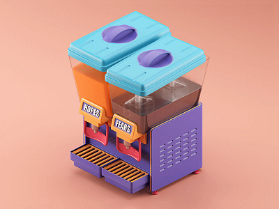 Fruiture dispencer 3d c4d childhood cold fruit future illusrtation isometric juice machine