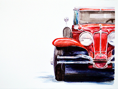 Retro car Cord L-29 30th car retro watercolor автомобиль акварель ретро