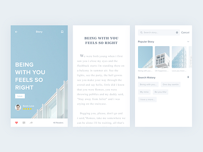 Story App - (Read & Search) 2017 android app blog clean illustration ios landing page story story app ui ux