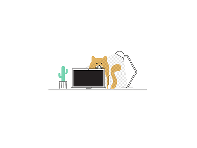 🐱 + 💻 cat character design illustration lamp texture vector