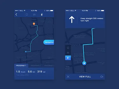 Map interface app ui