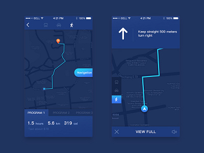 Map interface app ui