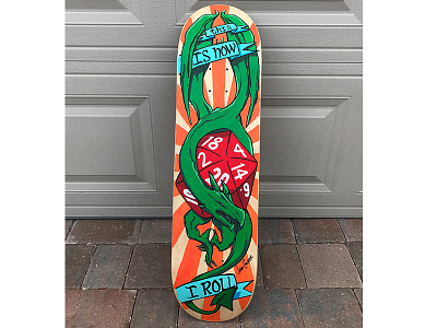 This Is How I Roll custom paint d20 dragon rpg skateboard skatedeck