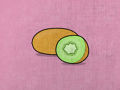 Alphabet - K (11/26) affinity designer alphabet flashcard fruit illustration kiwi lines ocean pink vector