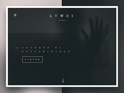 LTWOI landing page branding dark design home screen landing page music typography ui user interface ux web web design