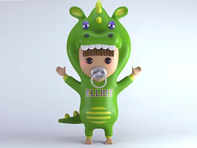 Elliot 3d arnoldrender c4d character illustration modelling pyjamas
