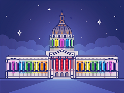 Civic Center City Hall Pride city hall civic center community gay icon illustration landmark lgbtq neighborhood san francisco sf vector