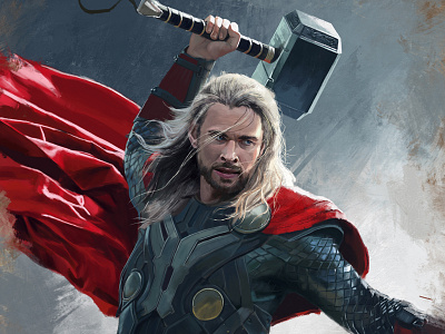 Thor Digital Painting art concept art digital painting illustration marvel painting texture thor