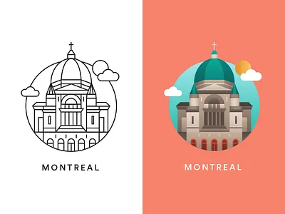 Montreal city icon attractions building canada church city glyph icon illustration montreal north town