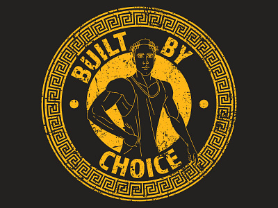 Built By Choice ancient design body building built by choice business fitness gold on black greek logo pattern