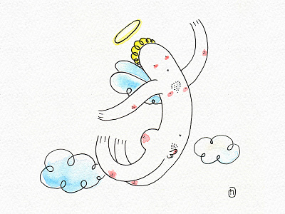 Naked angel angel daily work illustration naked