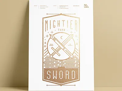 Mightier Than Poster mightier mighty nib pen quill sword tattoo traditional