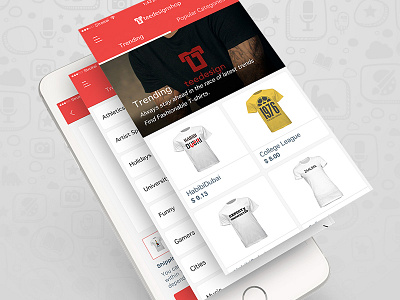 Teedesign Shop adobephotoshop apptunix deals e commerce illustrator ios mobileapp t shirtdesigns trending ui