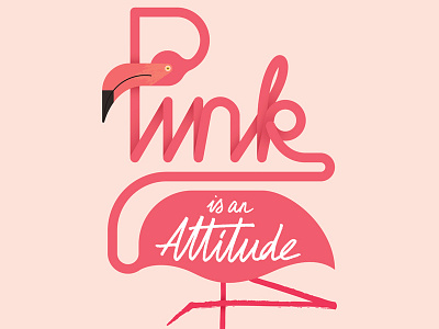 Pink Attitude bird flamingos illustration pink typography vector