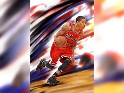 Digital painting of Derrick Rose 2d art colorful digital drawing illustration nba painting photoshop sports wacom cintiq