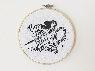 I am the man who can! comics dc dceu drawing embroidery fabric hand handmade made thread woman wonder