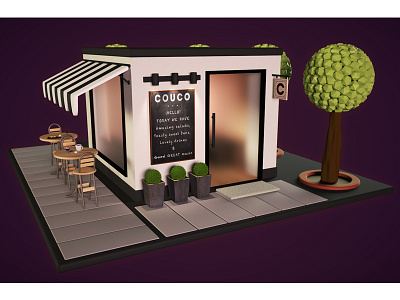 Couco Café 3d 3d illustration c4d cgi cinema4d coffee coffee house digital illustration vray vrayc4d vrayforc4d