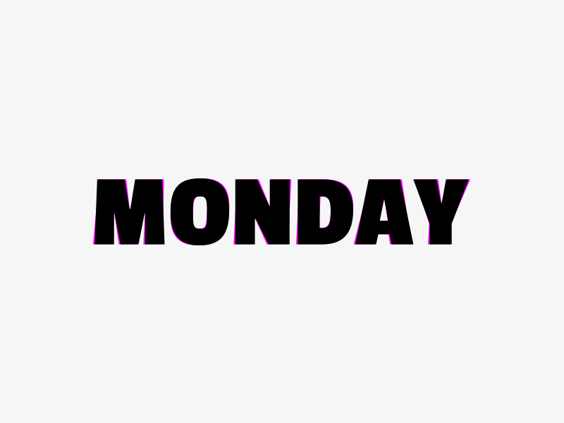 Monday black gif pink type