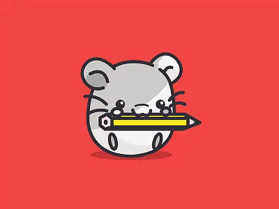 Hamster animal animated character cute funny hamster pencil red