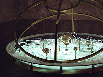 Orrery 3d c4d cinema4d globe light lighting lightning mechanical orrery planet science time