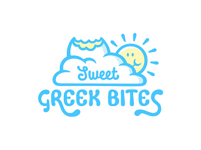 Greek Sweet Shop in LA - lettering / logo bite brand cloud greek halftone illustrative logo shop sun sunny sweet