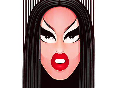 Kim Chi drag drag queen illustration lips portrait retro vintage