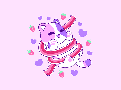 Aphmau Cat adorable cat aphmau candy character cheerful cute cat feminine fruit tape girly happy heart illustration kawaii cat kids love mascot pink positive woman youtuber