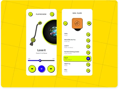 Music Player - Design Variants brutalism darkmode mobile player ui
