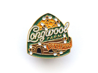 Longwool badge beekeeping bees enamel pin farm illustration lettering