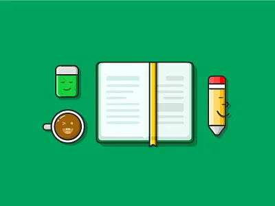 Designer Tools Emoji ai coffee designer green pen pencil rubber tool