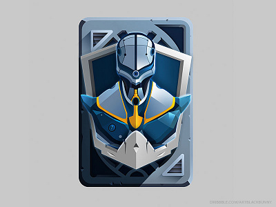 Cyborg card card design game guy metal modern robot rpg ui