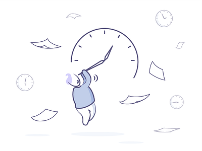 Billy is late (again) 😱 app branding character design identity illustration illustrator line paper purple