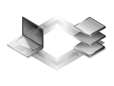 Macbook black design gradient graphic illustration isometric macbook metalic shadows white