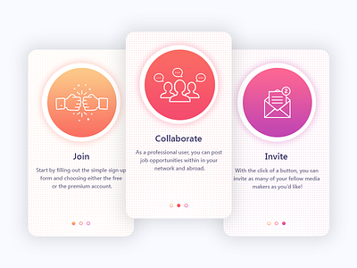 Walkthrough Screens android colourful icons ios mobile app onboarding pagination tutorial ui walkthrough screen