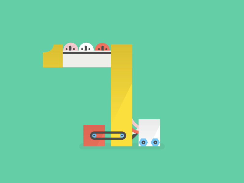 Silly robots No.39 2d character flat loop robot rollingrig rubberhose2 vector