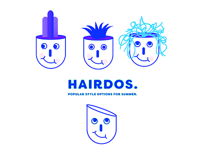 Hairdos! 80s faces geometric gradient illustration neon plants