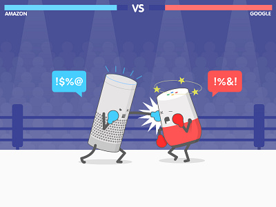 Amazon Vs Google (work in progress) boxing connected home design devices iot sport vector voice