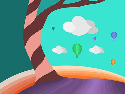 A New Beginning ballooons clouds colorful morning new start tree