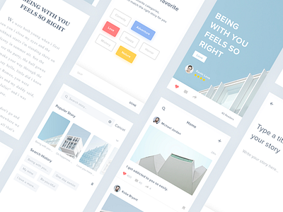 Story App - #Exploration 2017 android app blog clean illustration ios landing page story story app ui ux