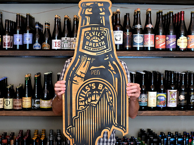 illustration beer bottle illustration laser engraving violent by design wood