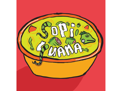 "Sopi Yuana" Iguana Soup aruba culture design food graphic illustration soup typograph