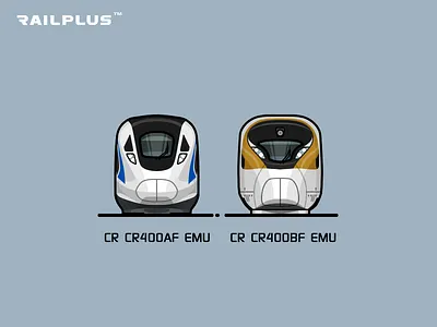 China Railway high speed CR400 blue gold illustration locomotive rail railway train